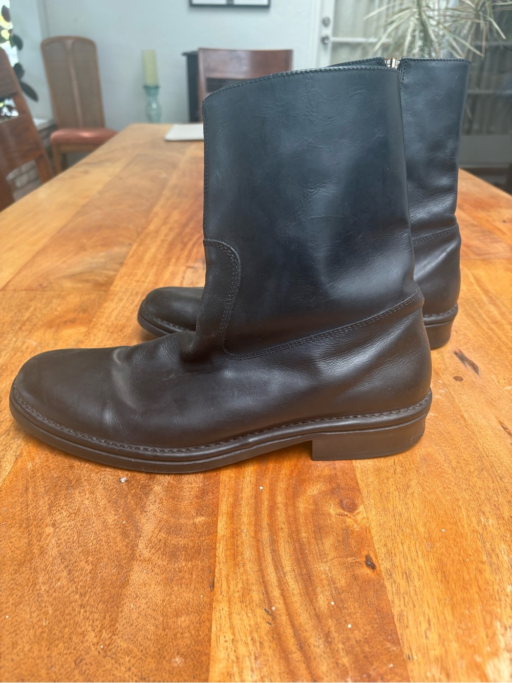 John Varvatos Black Leather Mid-Calf Zip Boots - Picture 7 of 7